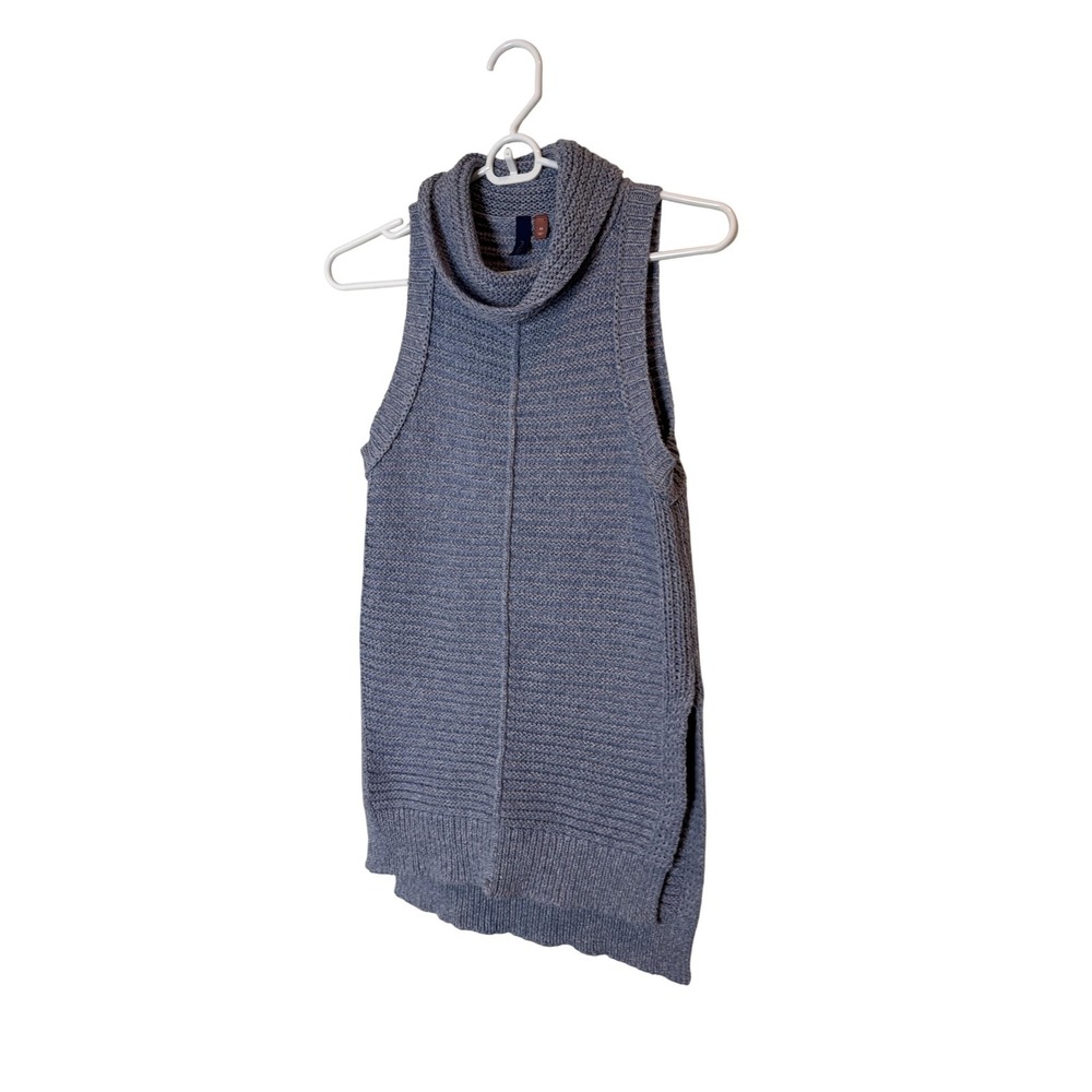 Pilcro Tunic Sweater Womens XS Blue Chunky Knit Sleeveless Cowl Neck Side Slit